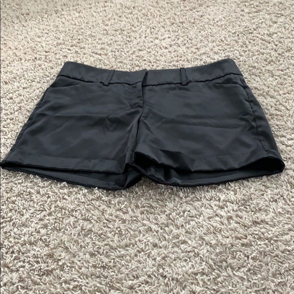 Black silky dress shorts